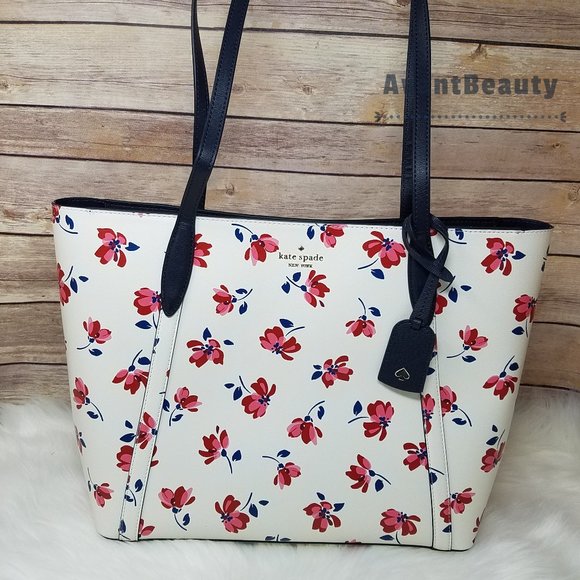Kate Spade Cara Garden Toss White Floral Tote - Picture 2 of 15
